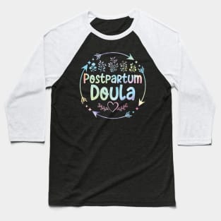 Postpartum Doula cute floral watercolor Baseball T-Shirt